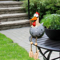 Statue de Poulet aux Grands Yeux - Artisanat en Résine Résistante aux Intempéries - Statue de Jardin Coq