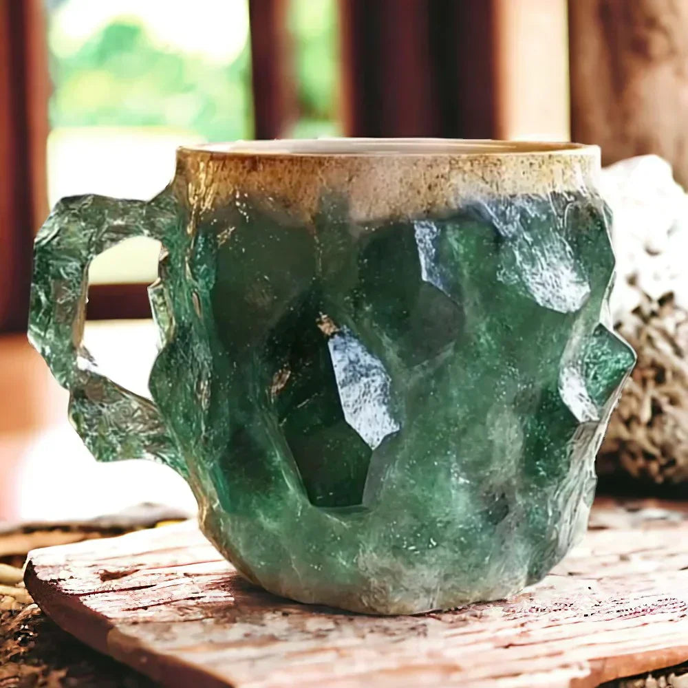 Bellissima Tazza in Pietra Fatta a Mano – Design Unico in Cristallo per un'Esperienza di Bevuta Incantevole