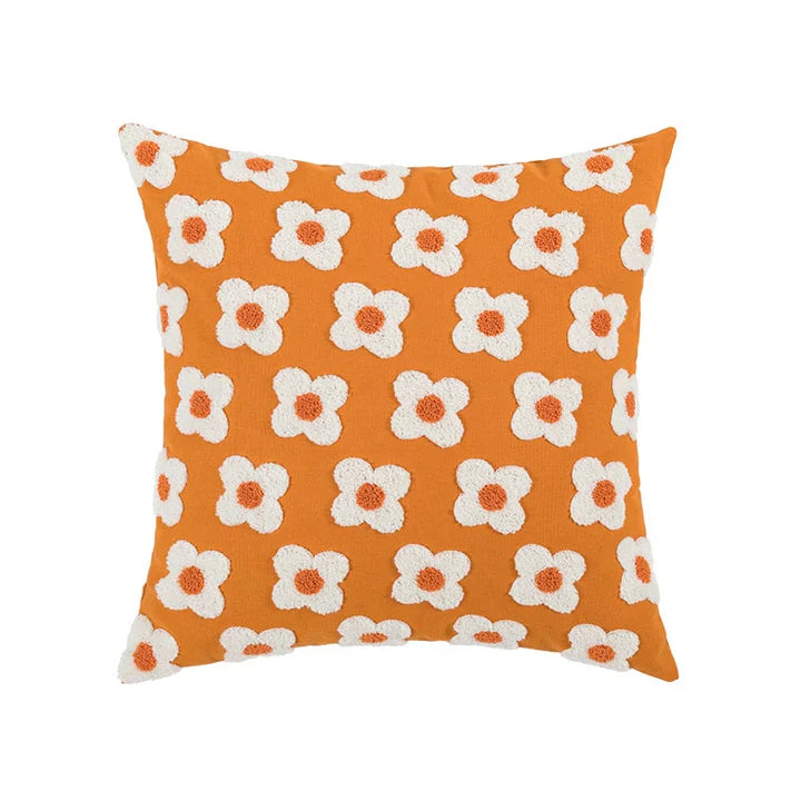 LuxeBloom Artisan Lumbar Pillow Cover Exquisite daisy embroidery for a touch of elegance and comfort in your home decor