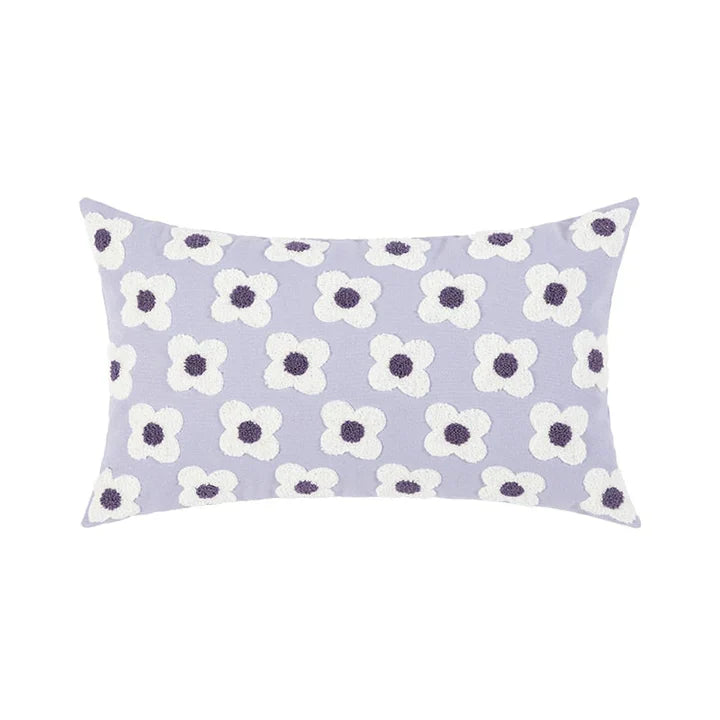 LuxeBloom Artisan Lumbar Pillow Cover Exquisite daisy embroidery for a touch of elegance and comfort in your home decor