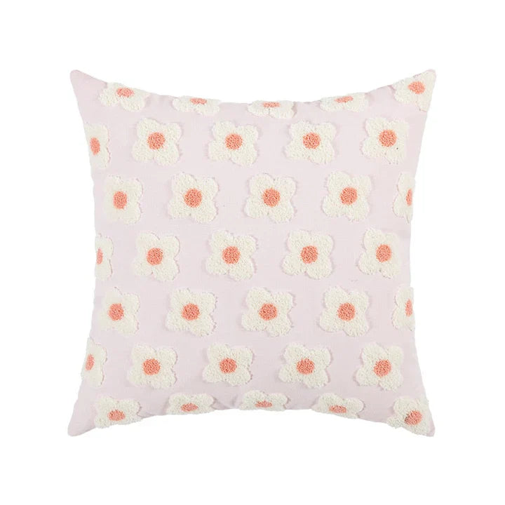 LuxeBloom Artisan Lumbar Pillow Cover Exquisite daisy embroidery for a touch of elegance and comfort in your home decor