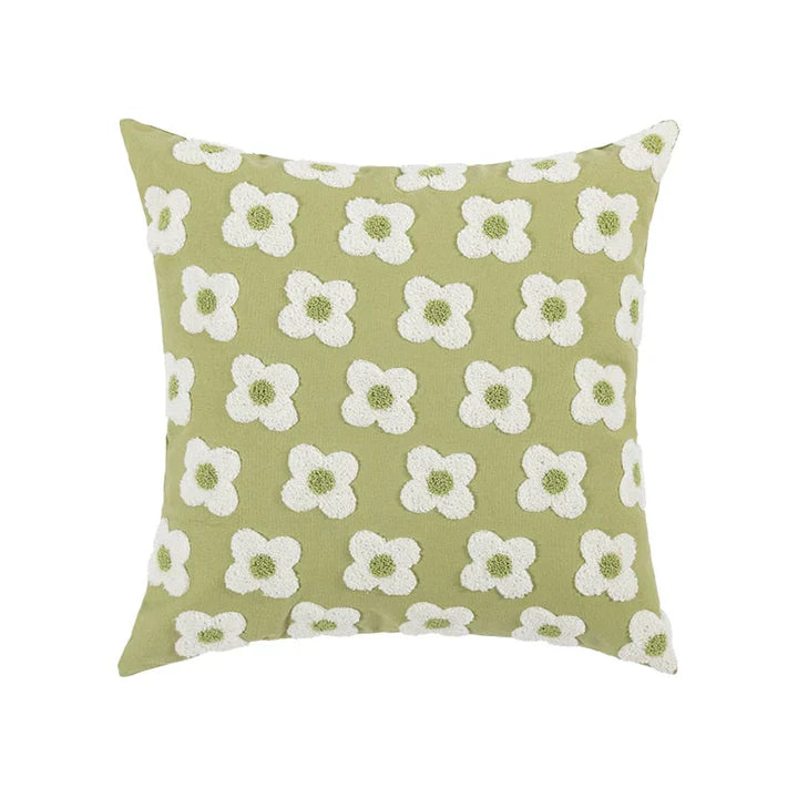 LuxeBloom Artisan Lumbar Pillow Cover Exquisite daisy embroidery for a touch of elegance and comfort in your home decor