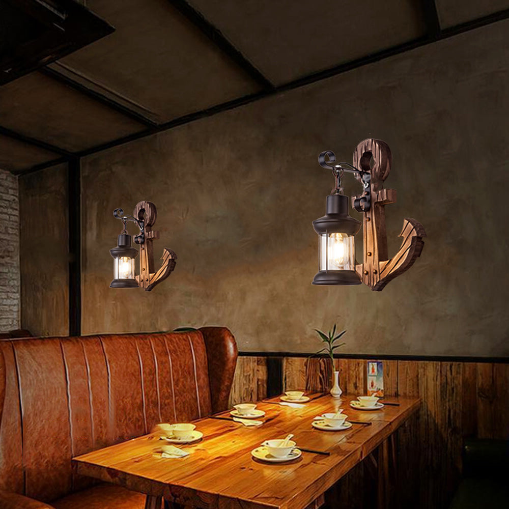 Lampada da Parete LED Ancora in Legno – Nautica