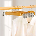 Maxwell Premium Wooden Hangers for Pants with Clips | Set of 10 Pieces