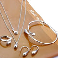 4-piece S925 silver water-drop jewelry set