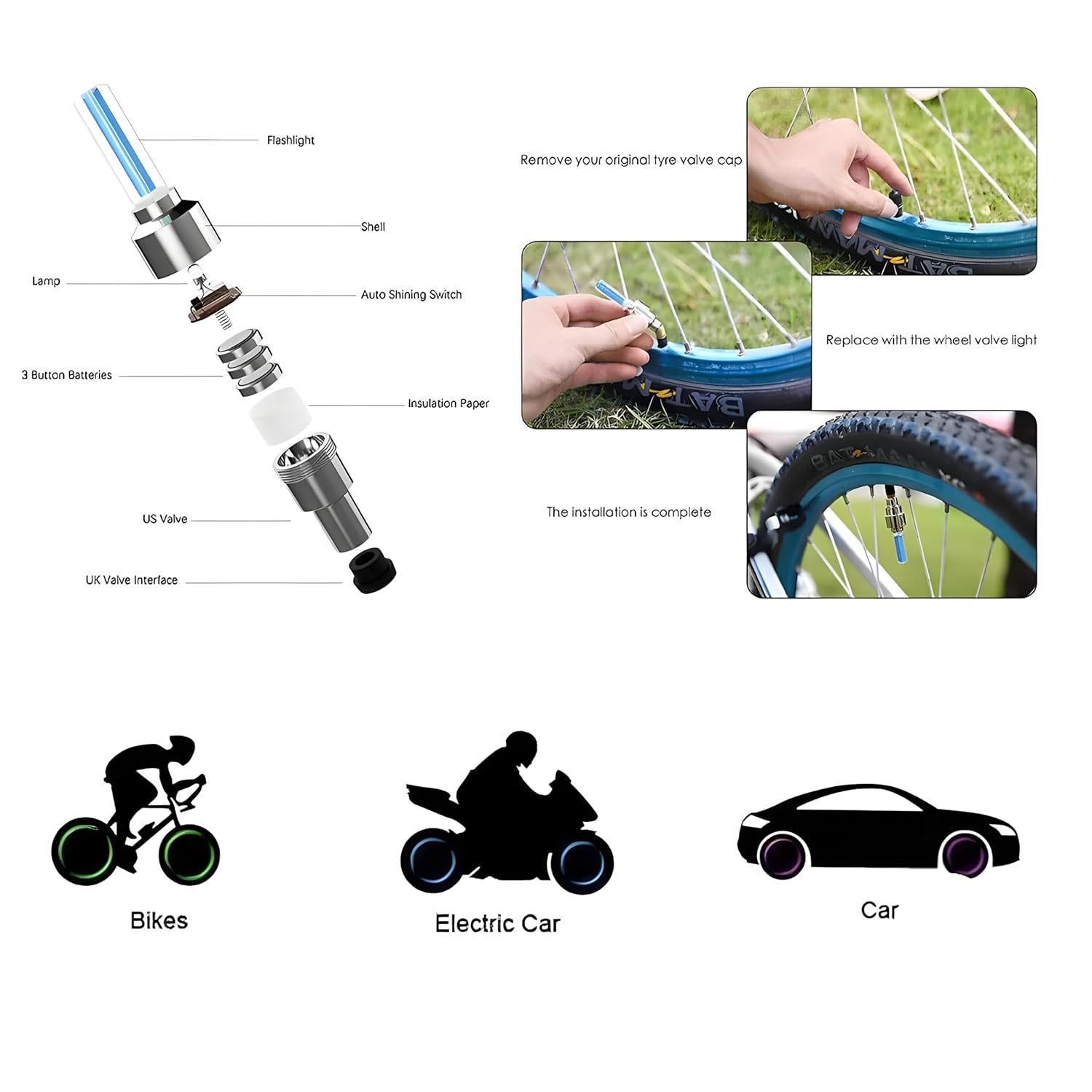 Set di 4 Tappi Valvola Illuminati – GlowRims