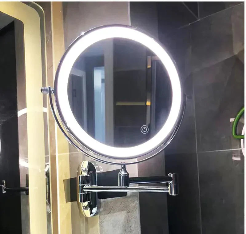 Specchio da trucco LumiReflect Premium LED | Specchio ingranditore da parete ricaricabile con illuminazione regolabile