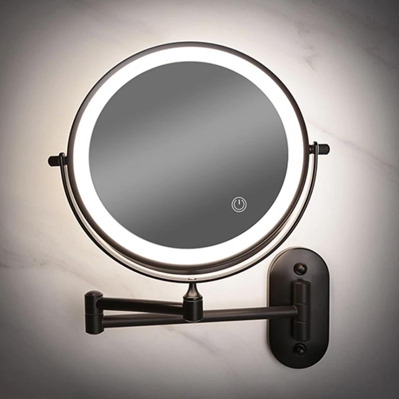 Specchio da trucco LumiReflect Premium LED | Specchio ingranditore da parete ricaricabile con illuminazione regolabile