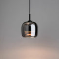 Lampe suspendue Noir avec verre fumé style minimaliste noir