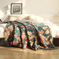 Coperta Modish in Cotone con Frange Floreali