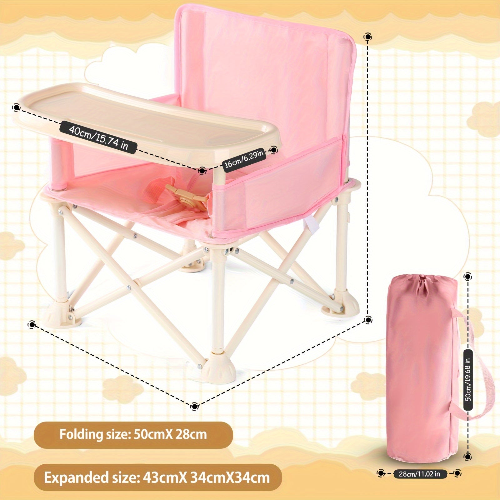 Seggiolone Pieghevole Portatile per Bambini – Design Leggero e Compatto