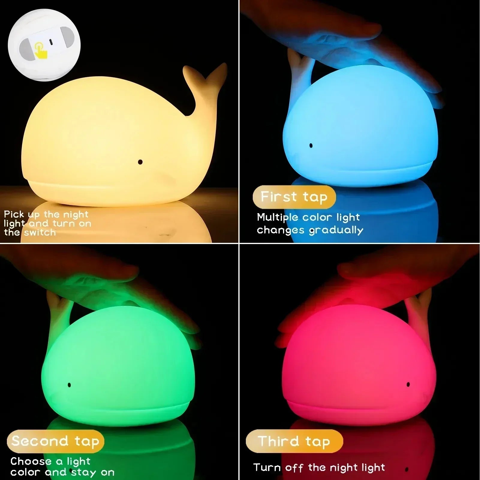 Lampada Notturna Balena Illuminata Magicamente – Luma | Luce Morbida per Bambini