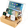 Station de charge Tekavo en bambou – Organisateur USB à 5 ports avec ensemble de câbles