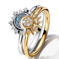 Bague en argent avec cristal Lune-Soleil