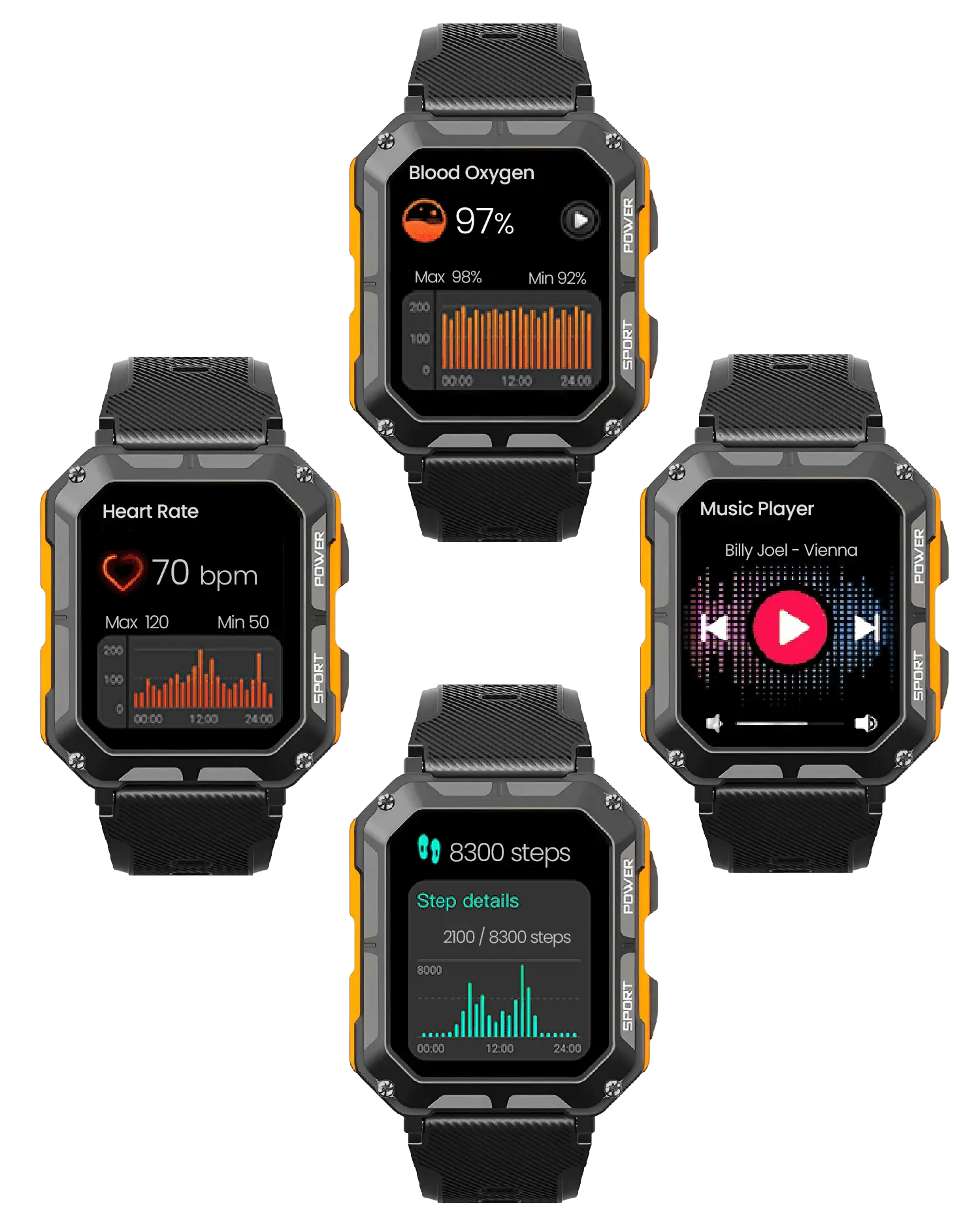 Smartwatch Robusto con Monitor del Battito Cardiaco e Contapassi - EnduranceX