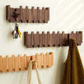 Porte-objets mural en bois pliable avec crochets