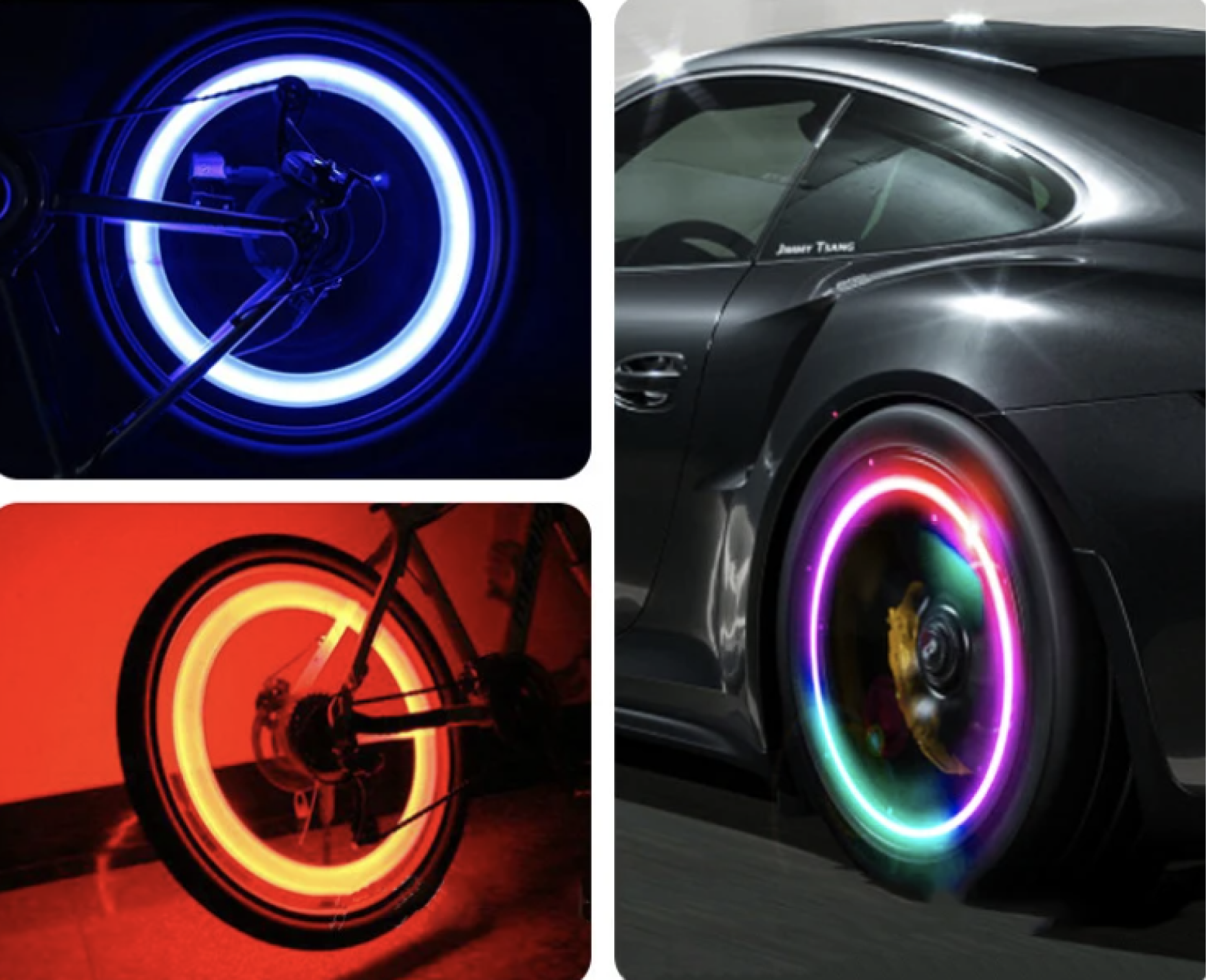 Set di 4 Tappi Valvola Illuminati con Logo – LuxaGlow