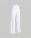 Pantalon femme taille haute à plis et poches latérales – jambe droite pour le bureau et un look chic décontracté