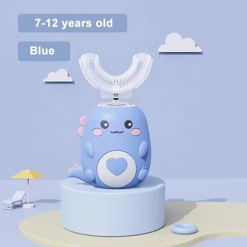 Spazzolino da denti per bambini a forma di U con pulizia sonica e attacco in silicone