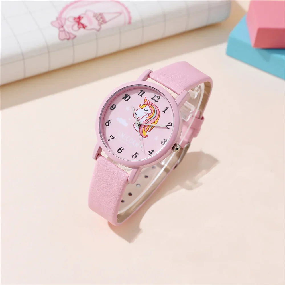 Orologio per Bambini con Unicorno Carino – Cinturino in Pelle PU e Design da Cartone