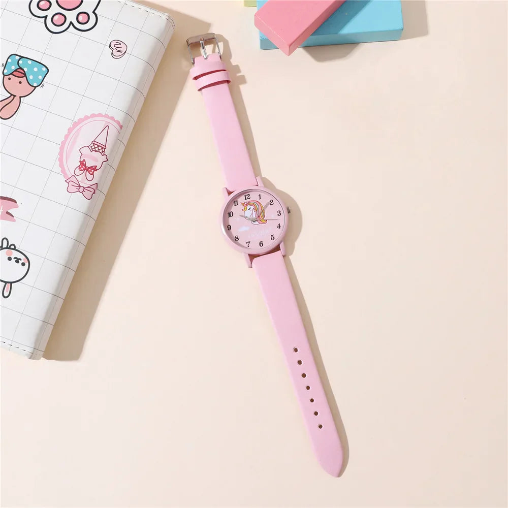 Orologio per Bambini con Unicorno Carino – Cinturino in Pelle PU e Design da Cartone