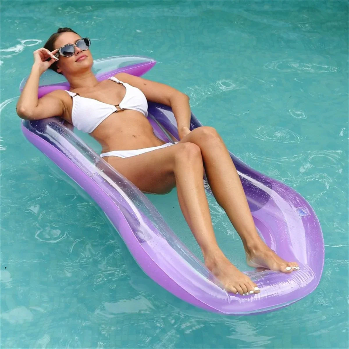 Lounge Galleggiante di Lusso Gonfiabile con Poggiatesta Elevato - Perfetto per Piscina e Spiaggia