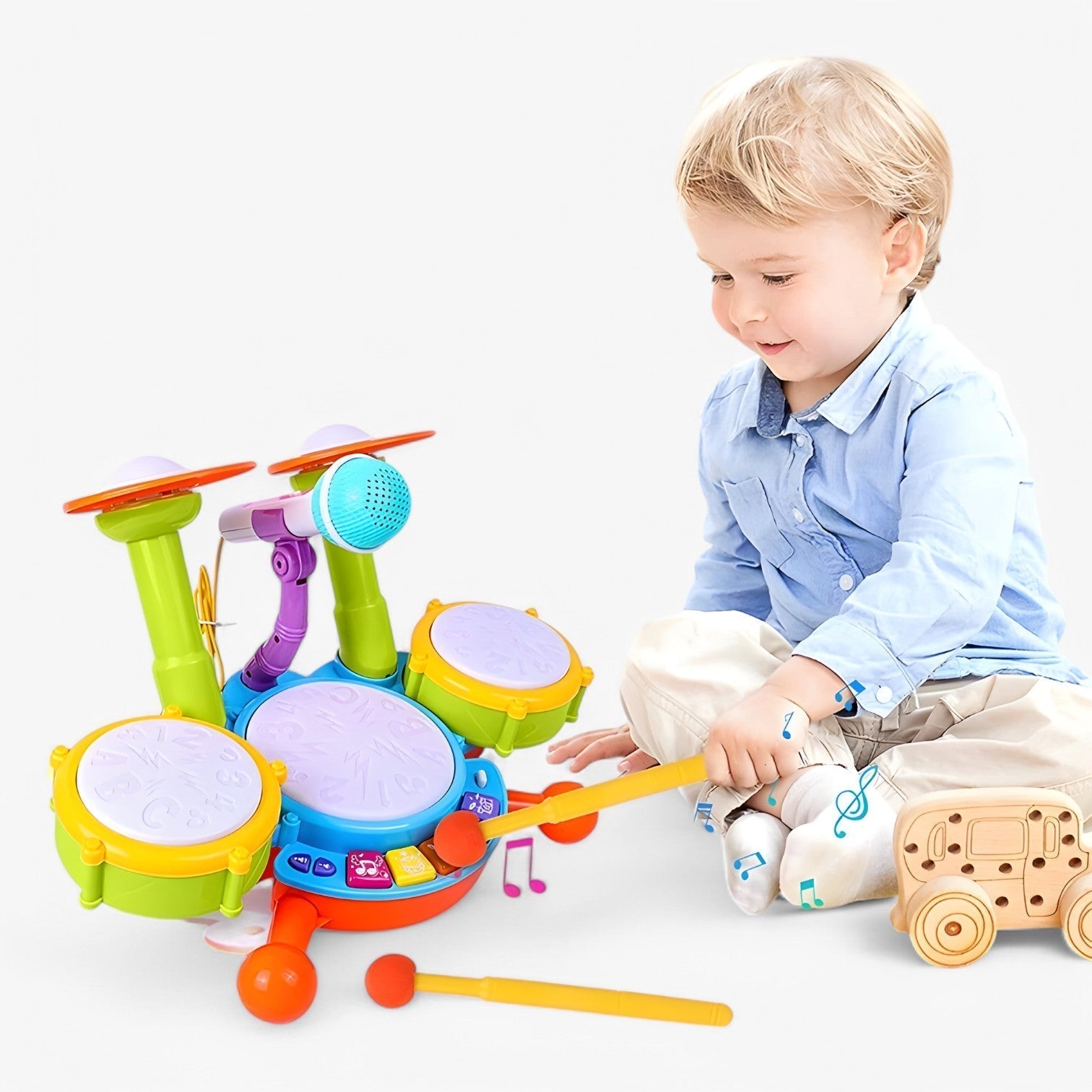 Set di Batteria Interattivo con Microfono per Bambini – RhythmFun Mini
