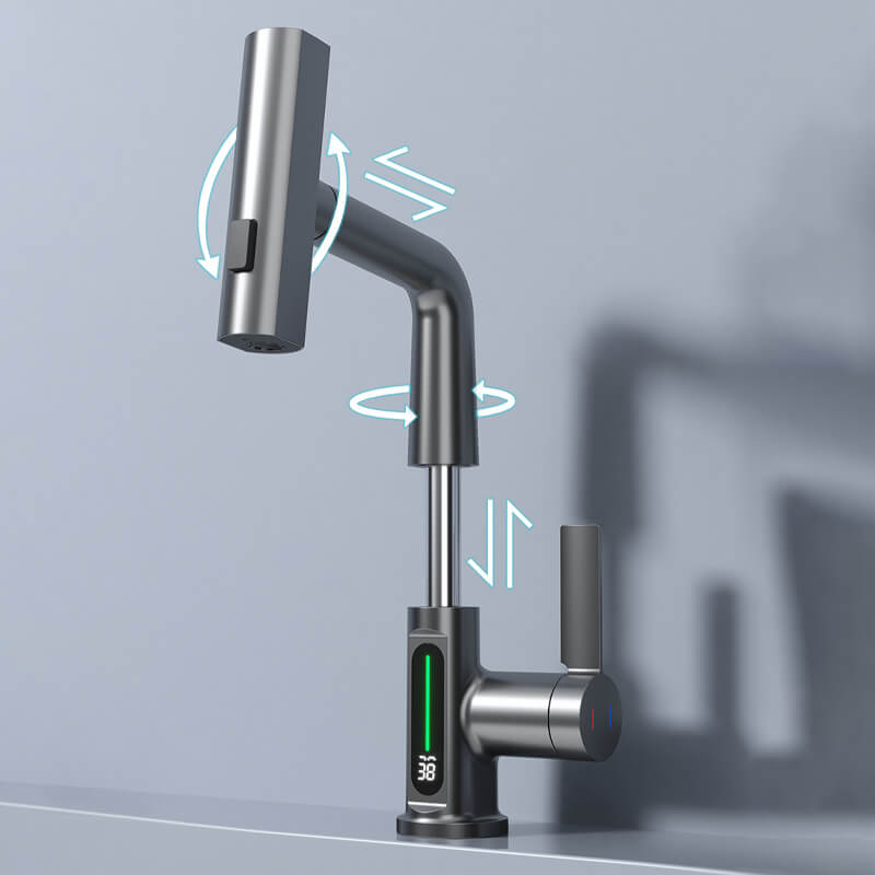 AquaLuxe Precision Faucet | Rubinetto Retrattile Rotante a 360° con 5 Modalità di Spruzzo per Cucina e Bagno