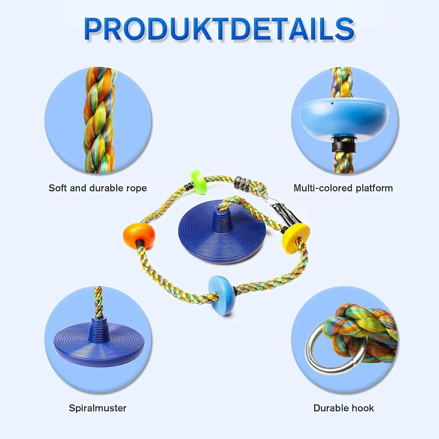 Corda da arrampicata con piattaforma e disco - Gioca e arrampica per bambini avventurosi