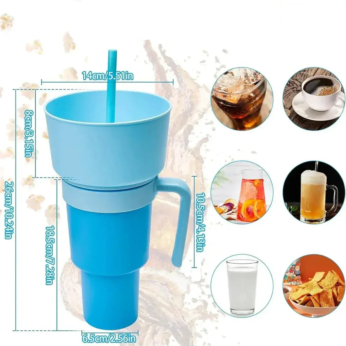 DualSip Luxe Snack & Beverage Cup | Tazza 2-in-1 a Prova di Versamento per Giornate Intense e Uscite in Famiglia