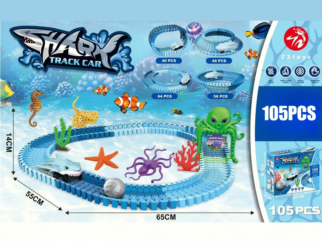 Set di puzzle con carro ferroviario elettrico a forma di squalo – Giocattolo creativo per bambini