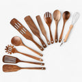 EcoWood - Ustensiles de cuisine en bois résistants avec 11 pièces