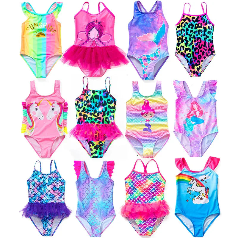 Costume da bagno per ragazze con design di sirene e unicorni – Perfetto per bambini dai 4 agli 8 anni