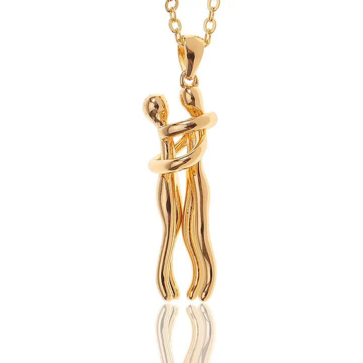 Collana con Pendente Abbraccio SoulGlow | Collana Ipoallergenica Regolabile per i Tuoi Cari