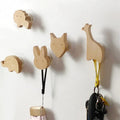 Perchas de pared de madera con forma de animal, colgadores adhesivos