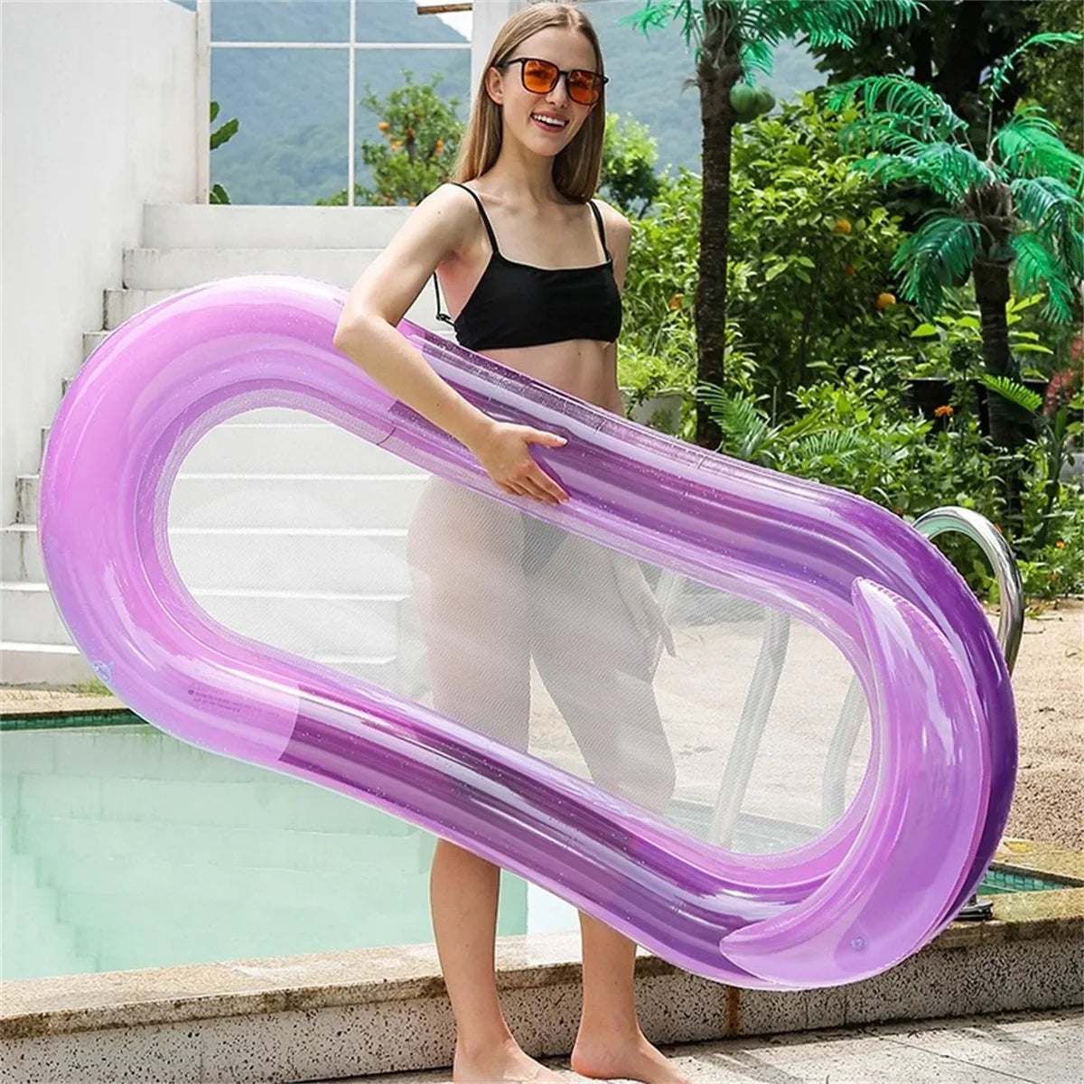 Lounge Galleggiante di Lusso Gonfiabile con Poggiatesta Elevato - Perfetto per Piscina e Spiaggia