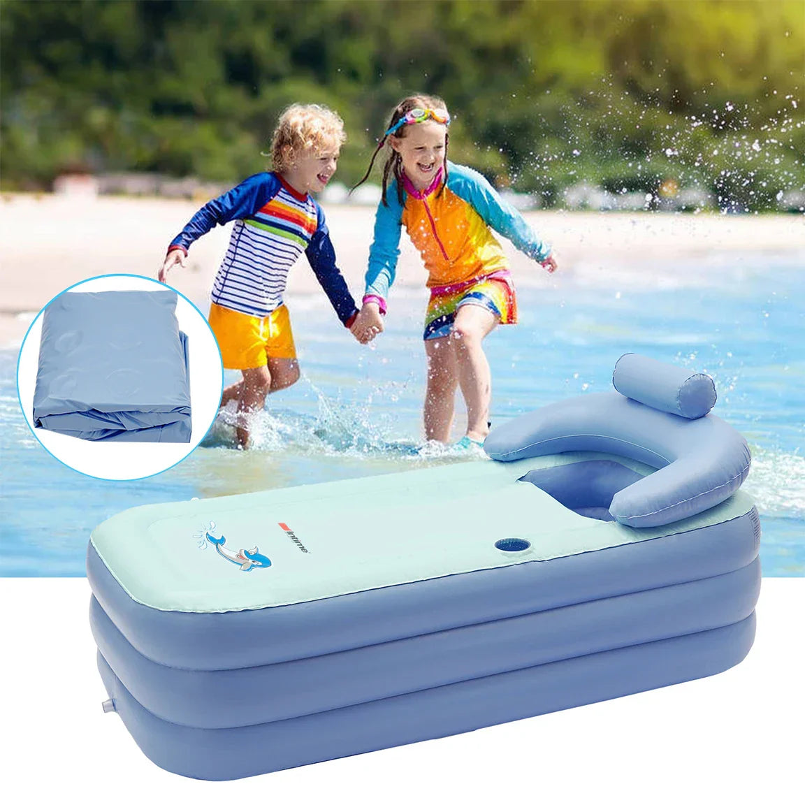 Vasca Gonfiabile per Bambini con Supporto per Cuscino – Piscina Comoda e Sicura per Neonati