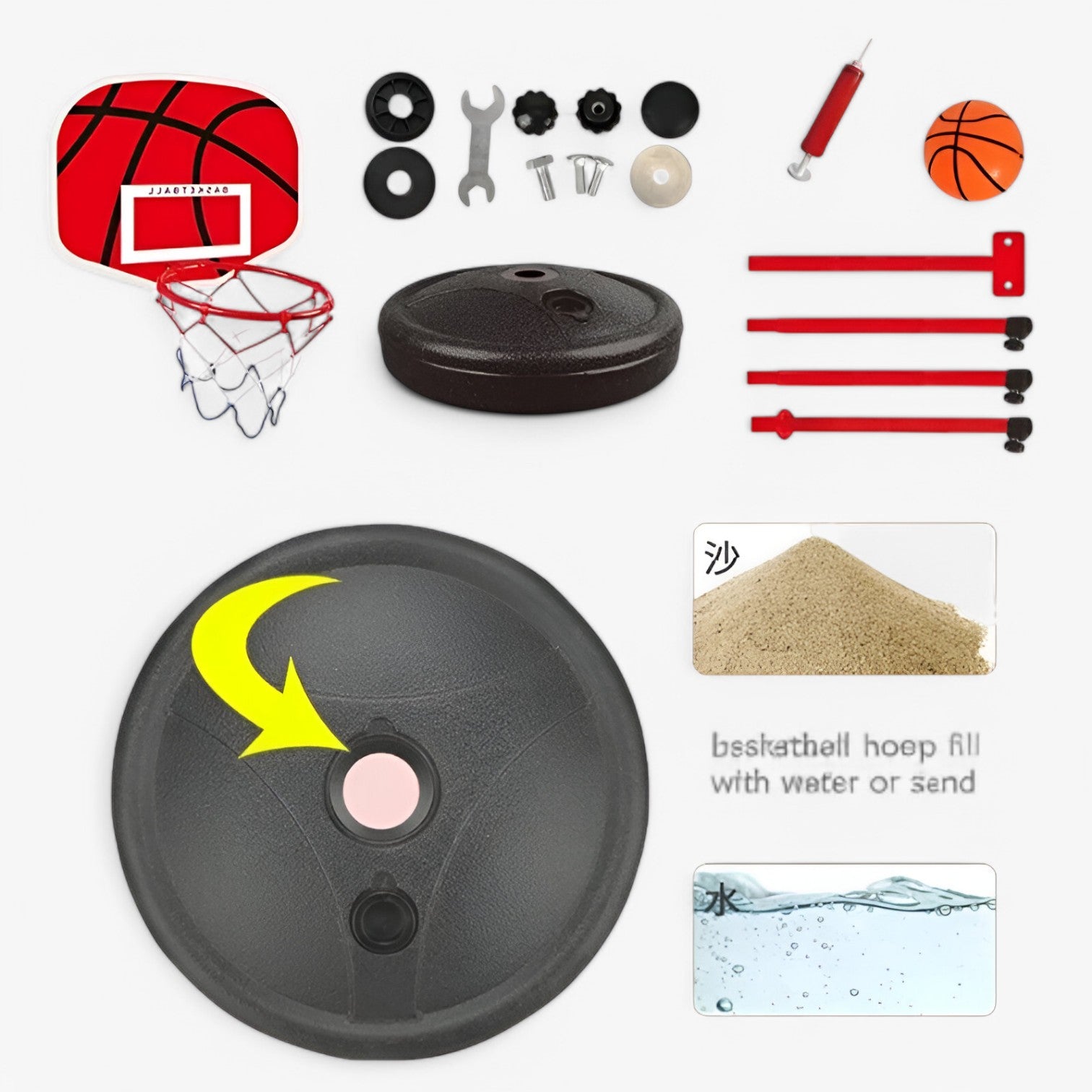 Canestro da Basket per Bambini Regolabile in Altezza – Divertimento per Gioco Indoor e Outdoor