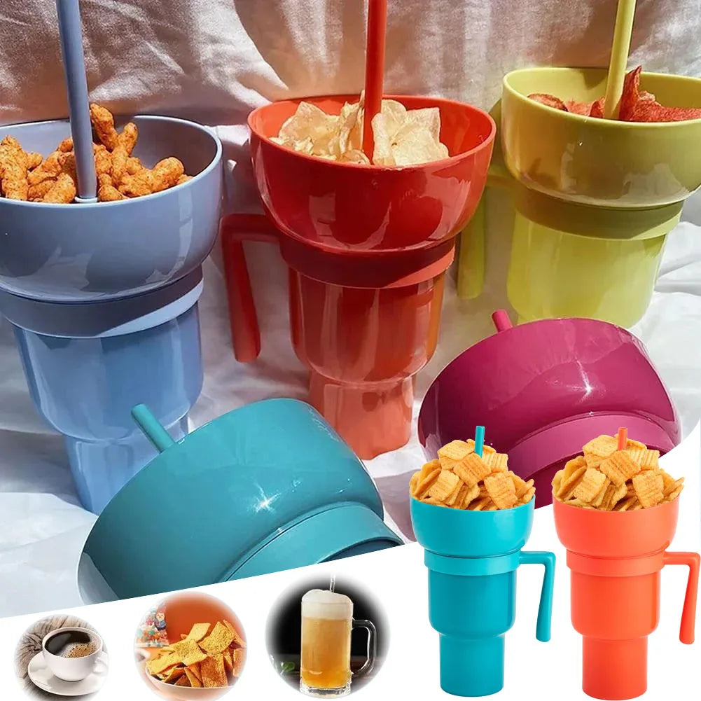 DualSip Luxe Snack & Beverage Cup | Tazza 2-in-1 a prova di fuoriuscita per giorni impegnativi e uscite in famiglia