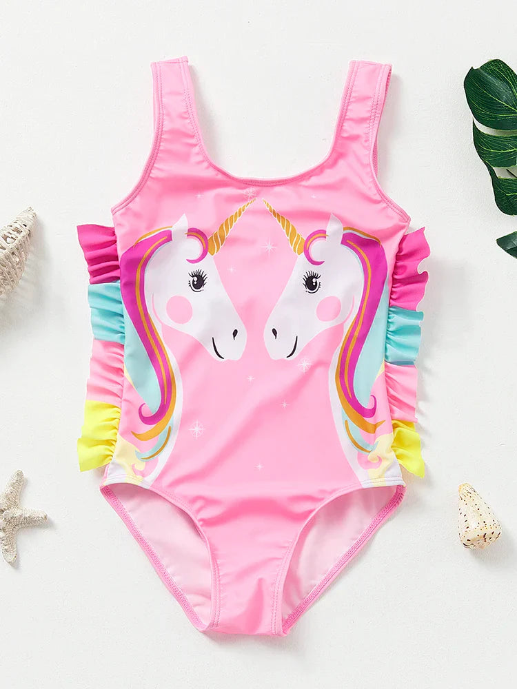Costume da bagno per ragazze con design di sirene e unicorni – Perfetto per bambini dai 4 agli 8 anni