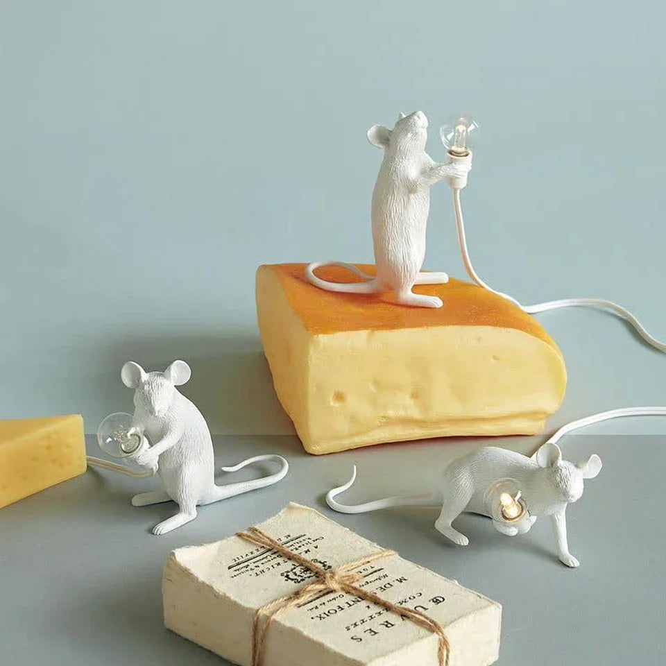 LumiMaus Lampada da Tavolo LED | Lampada a forma di topo in stile Art Deco moderno per un'illuminazione atmosferica