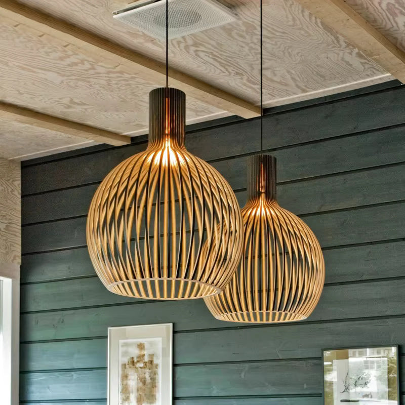 Lampada a sospensione Natura Orb – Design in legno organico per interni accoglienti