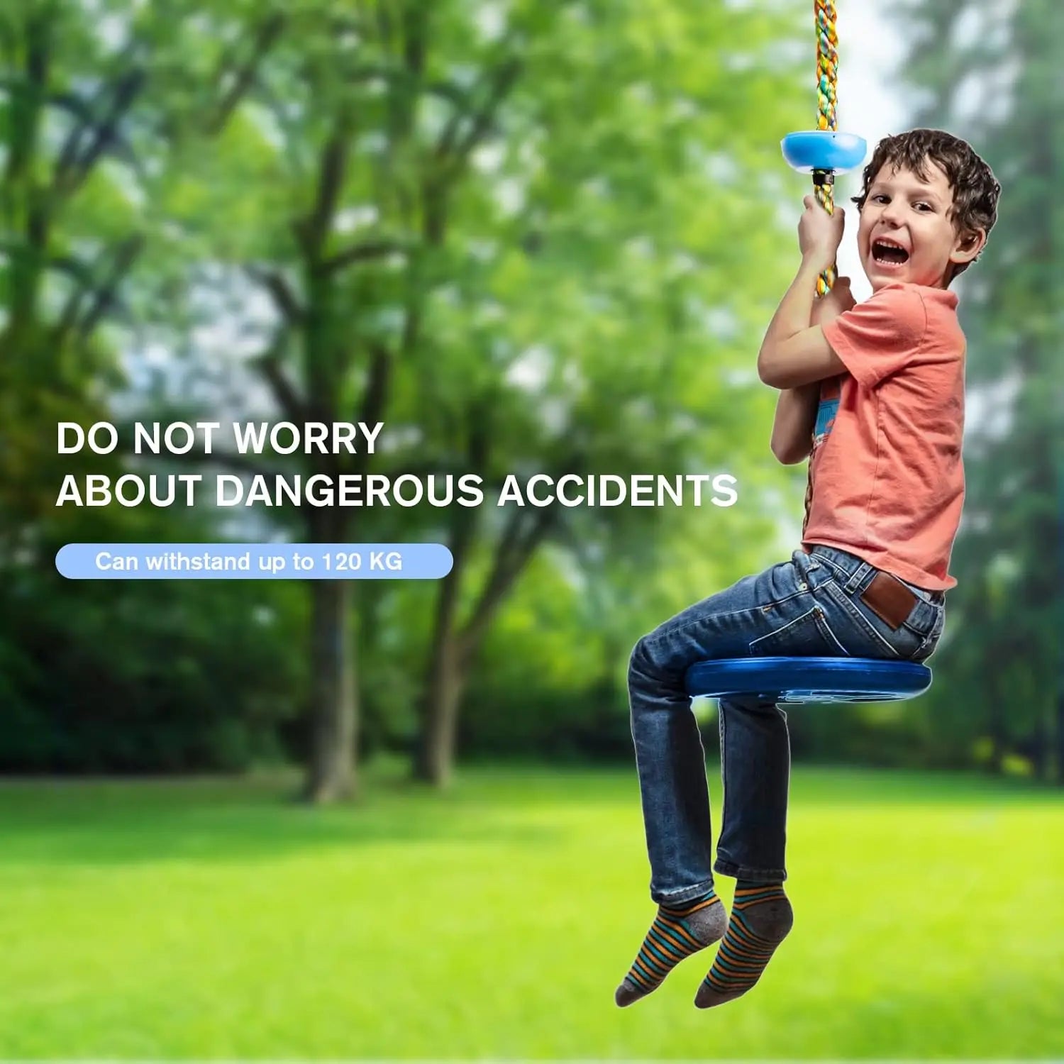 Corda da arrampicata con piattaforma e disco - Gioca e arrampica per bambini avventurosi