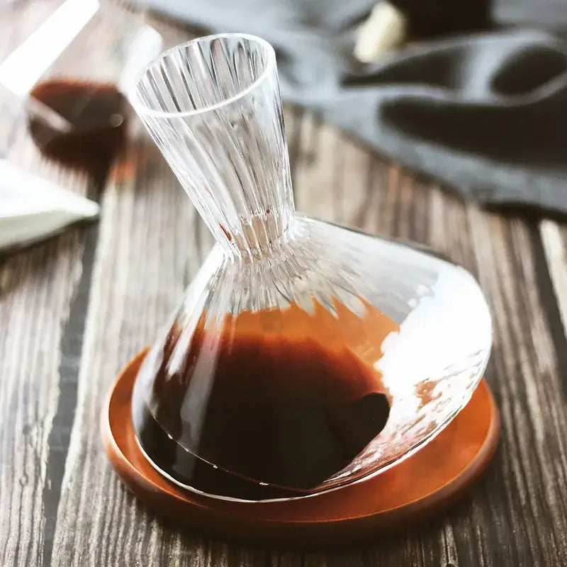 Decanter in Cristallo LuxeSwirl | Caraffa Rotante in Vetro a 360° per Vino, Whiskey e Champagne