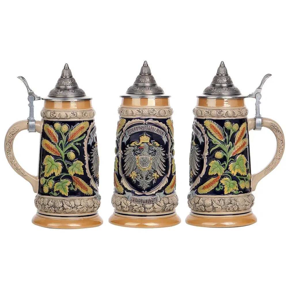 Boccale da Birra con Rilievo e Coperchio in Peltro (0,8 L) – Boccale Bavaria Oktoberfest 2025