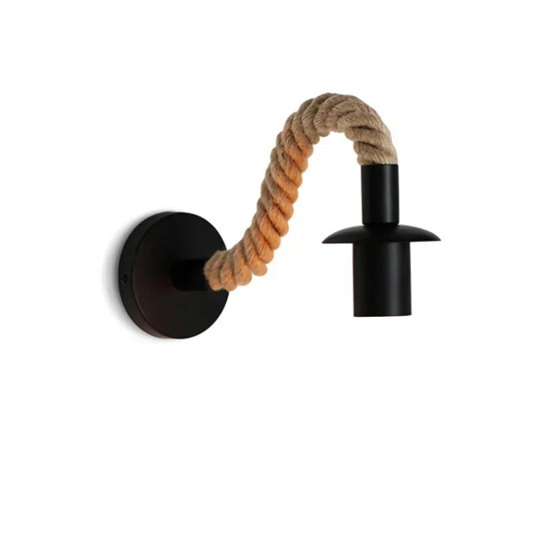 Lampada da Parete Retro NoctiCord | Illuminazione elegante da comodino e loft E27 con corda e legno