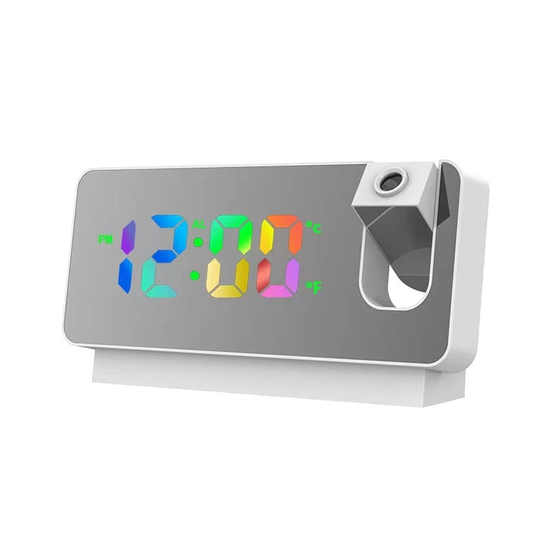 Orologio Sveglia Smart PrestigeRise | Proiezione dell'ora a 180°, Doppi Allarmi e Hub di Ricarica USB