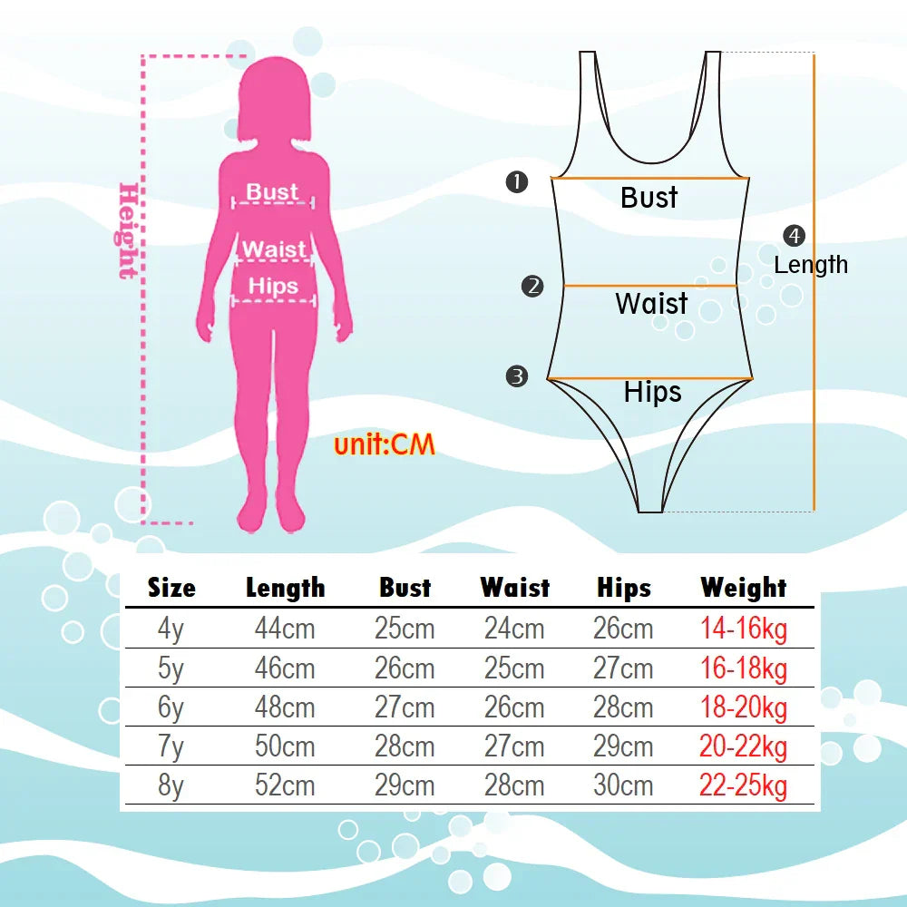 Costume da bagno per ragazze con design di sirene e unicorni – Perfetto per bambini dai 4 agli 8 anni