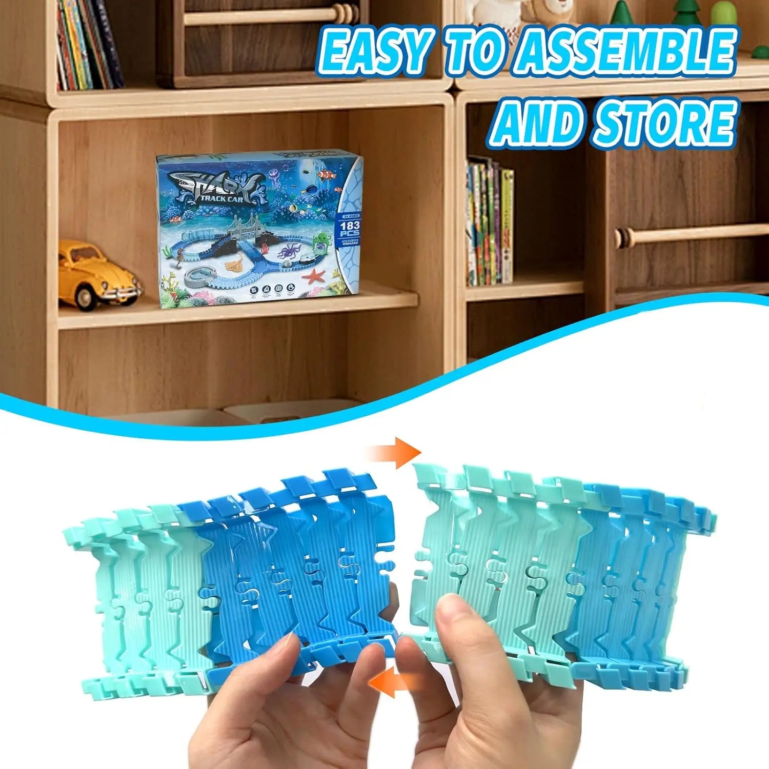 Set di puzzle con carro ferroviario elettrico a forma di squalo – Giocattolo creativo per bambini