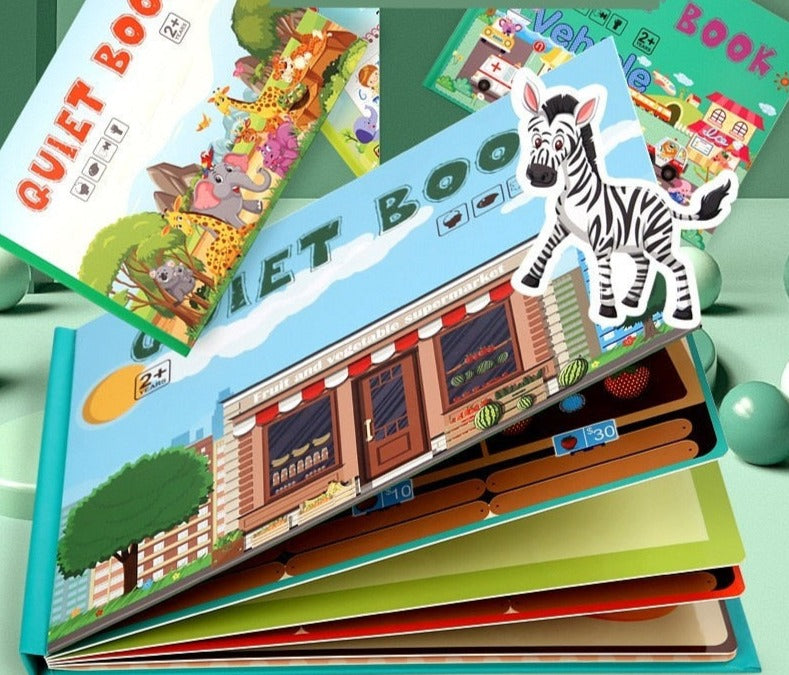 Libro Interattivo di Apprendimento per Bambini con Attività in Velcro e Borsa di Stoccaggio